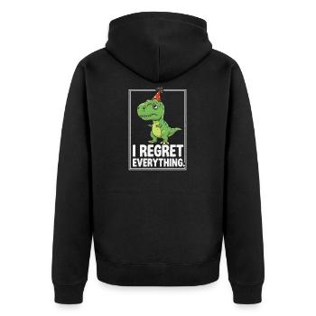 Dino Party Hat I Regret Everything - Unisex Premium Organic Zip Hoodie - black - Back - Nico (187cm)