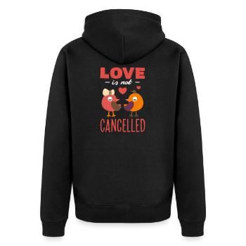 L’amour n’est pas annulé ! Design de la Saint-Valentin - Veste à capuche bio Premium Unisexe - noir - Dos - Nico (187cm)
