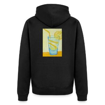 Zitronen Glas Cocktail - Unisex Premium Bio Zip Hoodie - Schwarz - Hinten - Nico (187cm)