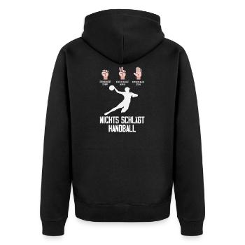 Handballspieler Handball Handballer Geschenke - Unisex Premium Bio Zip Hoodie - Schwarz - Hinten - Nico (187cm)