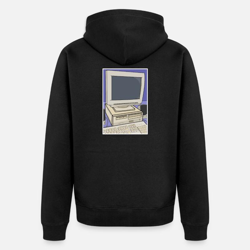 Retro Computer Desktop Setup - Unisex Premium Organic Zip Hoodie - black