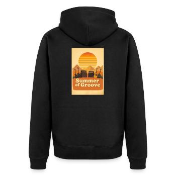 Groovy Seventies Sunset with Festival Energy - Unisex Premium Organic Zip Hoodie - black - Back - Nico (187cm)