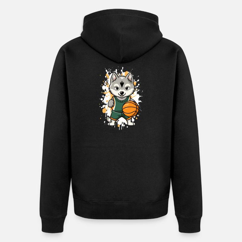Husky artiste de balle, éclaboussant - Veste à capuche bio Premium Unisexe - noir