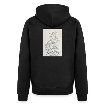 Schleifenlabyrinth der Pfade - Unisex Premium Bio Zip Hoodie - Schwarz - Hinten - Nico (187cm)