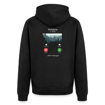 Le Montana m’appelle et je dois partir en voyage rétro dans la nature - Veste à capuche bio Premium Unisexe - noir - Dos - Nico (187cm)