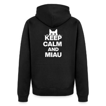 KEEP CALM AND MEOW! CAT LOVER CATLOVER white - Unisex Premium Organic Zip Hoodie - black - Back - Nico (187cm)