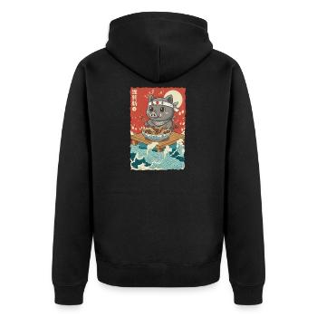 Anime Wild Boar - Unisex Premium Organic Zip Hoodie - black - Back - Nico (187cm)