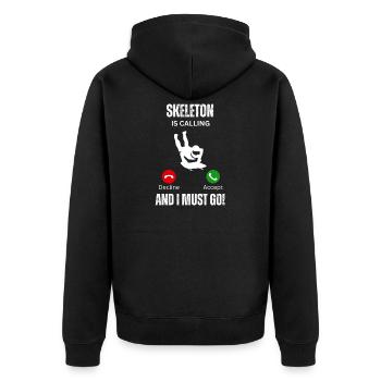 Skeleton Is Calling - Unisex Premium Organic Zip Hoodie - black - Back - Nico (187cm)