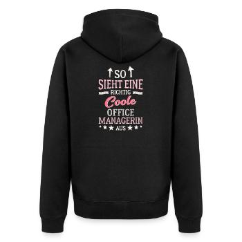 Coole Office Managerin  Teamführung Büro - Unisex Premium Bio Zip Hoodie - Schwarz - Hinten - Nico (187cm)