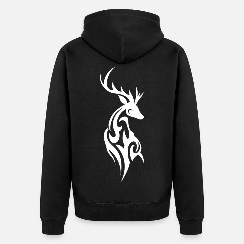 Silhouette du cerf tribal - Veste à capuche bio Premium Unisexe - noir