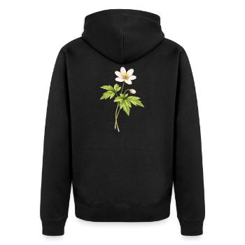 Illustration de fleur printanière anémone des bois - Veste à capuche bio Premium Unisexe - noir - Dos - Nico (187cm)