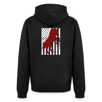 4th of July USA Horse Riding - Unisex Premium Organic Zip Hoodie - black - Back - Nico (187cm)