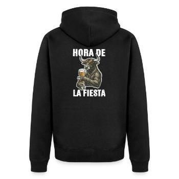Spruch Stier Party - Unisex Premium Bio Zip Hoodie - Schwarz - Hinten - Nico (187cm)