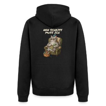 Lustiger Spruch Katzen Mama Häkeln - Unisex Premium Bio Zip Hoodie - Schwarz - Hinten - Nico (187cm)