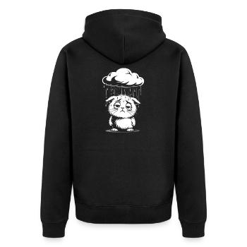 Chat Triste - Chaton Rétro Comic - Veste à capuche bio Premium Unisexe - noir - Dos - Nico (187cm)