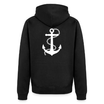 Anchor - Unisex Premium Organic Zip Hoodie - black - Back - Nico (187cm)