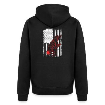 USA Flagge Patriotischer Break Dancer - Unisex Premium Bio Zip Hoodie - Schwarz - Hinten - Nico (187cm)