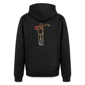 Golfer Vintage Look - Unisex Premium Bio Zip Hoodie - Schwarz - Hinten - Nico (187cm)