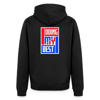 Doing My Best Lustig Ehrlich Motivational Spruch - Unisex Premium Bio Zip Hoodie - Schwarz - Hinten - Nico (187cm)