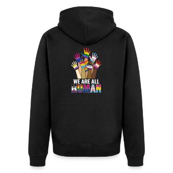 Mois de la fierté LGBTQ - Nous sommes tous humains - Veste à capuche bio Premium Unisexe - noir - Dos - Nico (187cm)