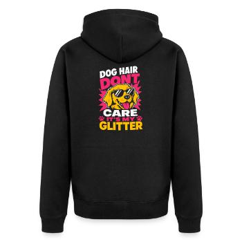 Dog Hair Don't Care Glitter Dog Lover - Unisex Premium Organic Zip Hoodie - black - Back - Nico (187cm)
