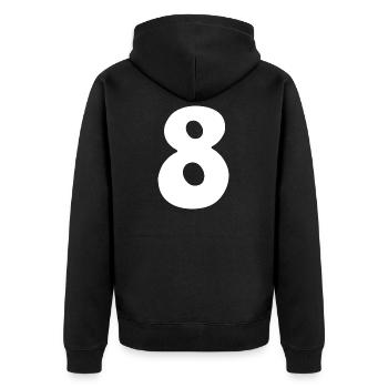 Huit : Chiffre minimaliste 8 | Huitième - Veste à capuche bio Premium Unisexe - noir - Dos - Nico (187cm)