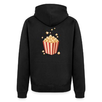 Knuspriges Popcorn Motiv für Kino und Filmabend  - Unisex Premium Bio Zip Hoodie - Schwarz - Hinten - Nico (187cm)