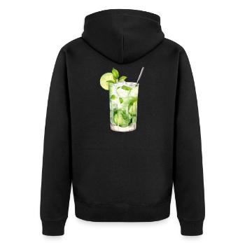 Mojito Drink – Frisches Sommer‑Design - Unisex Premium Bio Zip Hoodie - Schwarz - Hinten - Nico (187cm)
