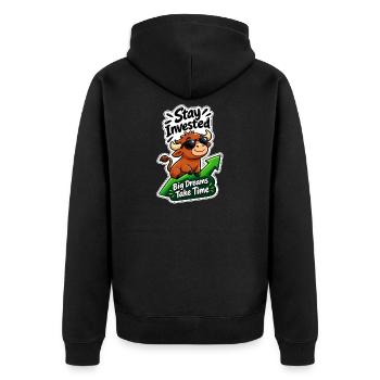 Langfristiges Bullenmarkt-Angebot für Anleger | Bleiben Sie investiert - Unisex Premium Bio Zip Hoodie - Schwarz - Hinten - Nico (187cm)