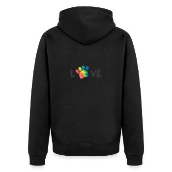 Love Regenbogen Tatzen Pfoten - Unisex Premium Bio Zip Hoodie - Schwarz - Hinten - Nico (187cm)