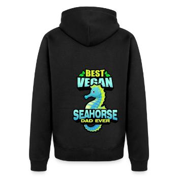 Seepferdchen | Meer Seepferd Tiere Fische Geschenk - Unisex Premium Bio Zip Hoodie - Schwarz - Hinten - Nico (187cm)