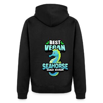 Seepferdchen | Meer Seepferd Tiere Fische Geschenk - Unisex Premium Bio Zip Hoodie - Schwarz - Hinten - Nico (187cm)