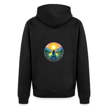 Meditation - Unisex Premium Organic Zip Hoodie - black - Back - Nico (187cm)