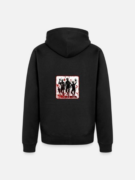 Halloween Zombies Warning - Unisex Premium Organic Zip Hoodie - black