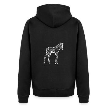 Pferd - Unisex Premium Bio Zip Hoodie - Schwarz - Hinten - Nico (187cm)