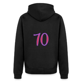 70. 70 ANS. 70e ANNIVERSAIRE. ANNIVERSAIRE 70 ANS. - Veste à capuche bio Premium Unisexe - noir - Dos - Nico (187cm)