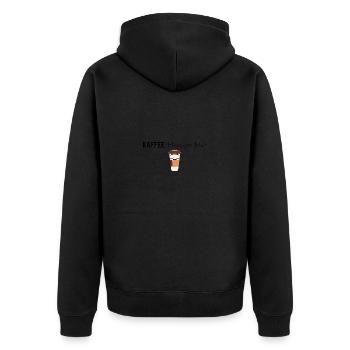 Coffee: Liquid Courage - Coffee Saying - Unisex Premium Organic Zip Hoodie - black - Back - Nico (187cm)
