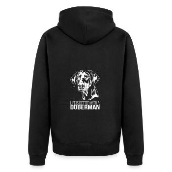 La vie de doberman est meilleure Chiens Wilsigns - Veste à capuche bio Premium Unisexe - noir - Dos - Nico (187cm)