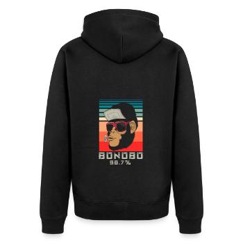Lustiges Affe Schimpanse DNA - Unisex Premium Bio Zip Hoodie - Schwarz - Hinten - Nico (187cm)