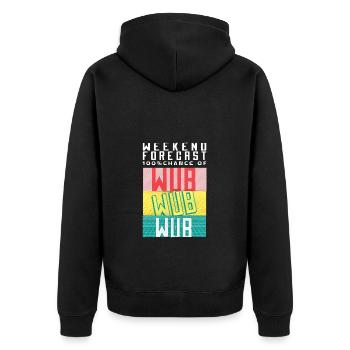 Wochenendprognose 100% Chance auf Wub Wub - Unisex Premium Bio Zip Hoodie - Schwarz - Hinten - Nico (187cm)
