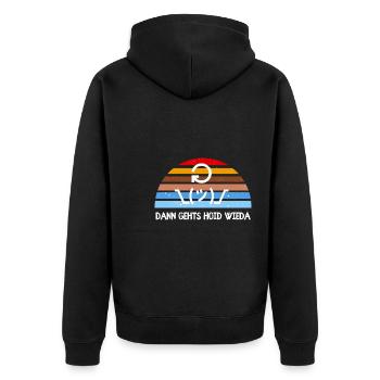 Dann gehts hoid retour - bayerischer Spruch - Unisex Premium Bio Zip Hoodie - Schwarz - Hinten - Nico (187cm)