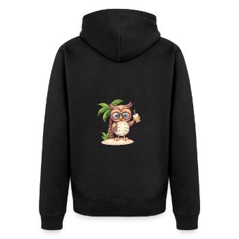 Owl Summer Holiday - Unisex Premium Organic Zip Hoodie - black - Back - Nico (187cm)