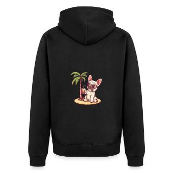 Français Buldog Chien d’été - Veste à capuche bio Premium Unisexe - noir - Dos - Nico (187cm)