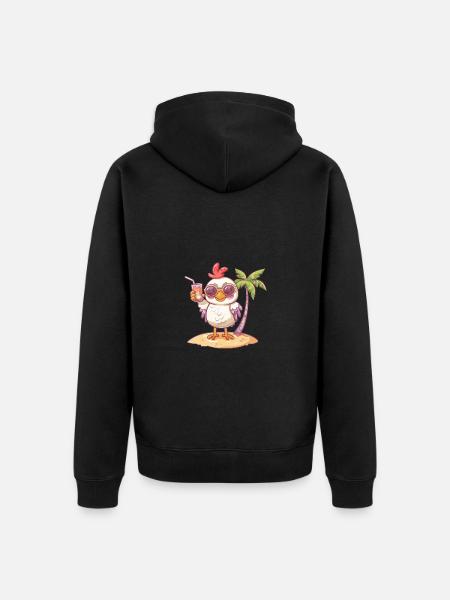 Chicken Summer Beach Comic - Unisex Premium Organic Zip Hoodie - black