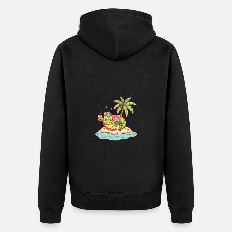 Wurm Sommer Strand Comic - Unisex Premium Bio Zip Hoodie - Schwarz