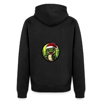 Schlange Kobra Weihnachten Christmas - Unisex Premium Bio Zip Hoodie - Schwarz - Hinten - Nico (187cm)