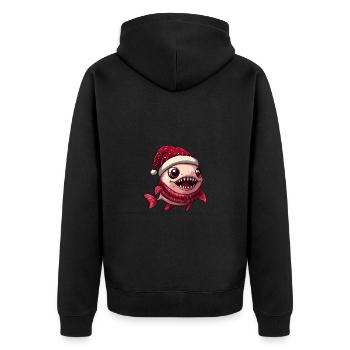Piranha Fische Weihnachten Comic - Unisex Premium Bio Zip Hoodie - Schwarz - Hinten - Nico (187cm)
