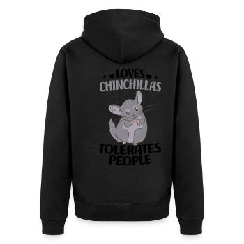 Chinchilla - Unisex Premium Bio Zip Hoodie - Schwarz - Hinten - Nico (187cm)