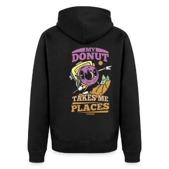 Donut Süssigkeiten Donuts Essen Bäcker Geschenk - Unisex Premium Bio Zip Hoodie - Schwarz - Hinten - Nico (187cm)