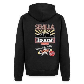 Séville Espagne City Skyline Vintage Rétro - Veste à capuche bio Premium Unisexe - noir - Dos - Nico (187cm)